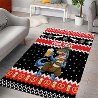 Personalized German T-Rex Christmas Area Rug Funny Beer Dinosaur Xmas - Wonder Print Shop