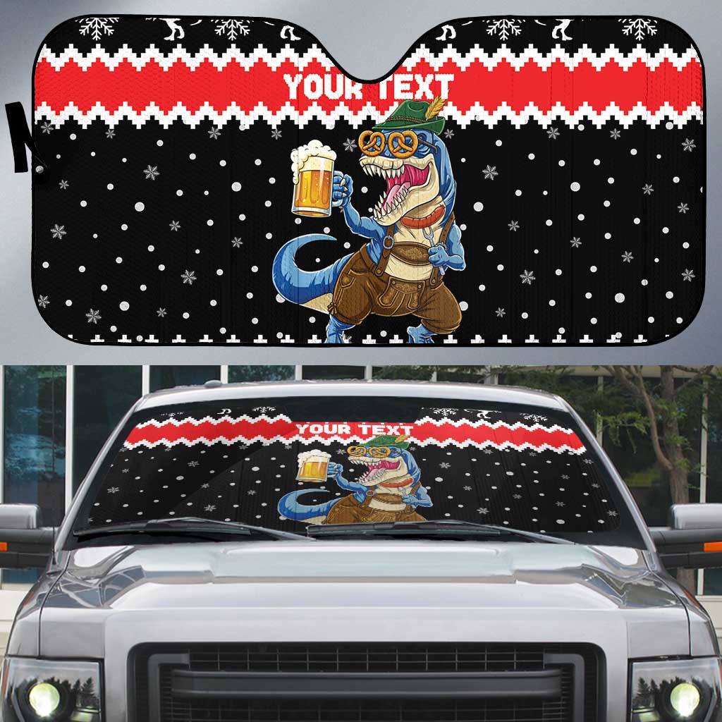 Personalized German T-Rex Christmas Auto Sun Shade Funny Beer Dinosaur Xmas - Wonder Print Shop