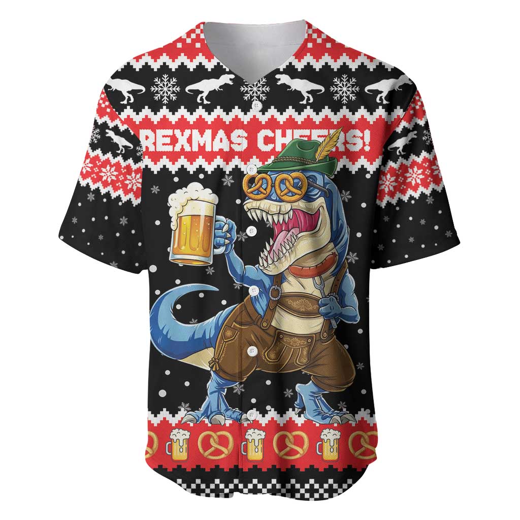 Personalized German T-Rex Christmas Baseball Jersey Funny Beer Dinosaur Xmas - Wonder Print Shop
