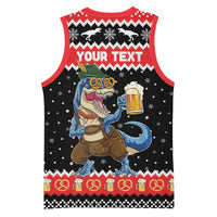 Personalized German T-Rex Christmas Basketball Jersey Funny Beer Dinosaur Xmas - Wonder Print Shop