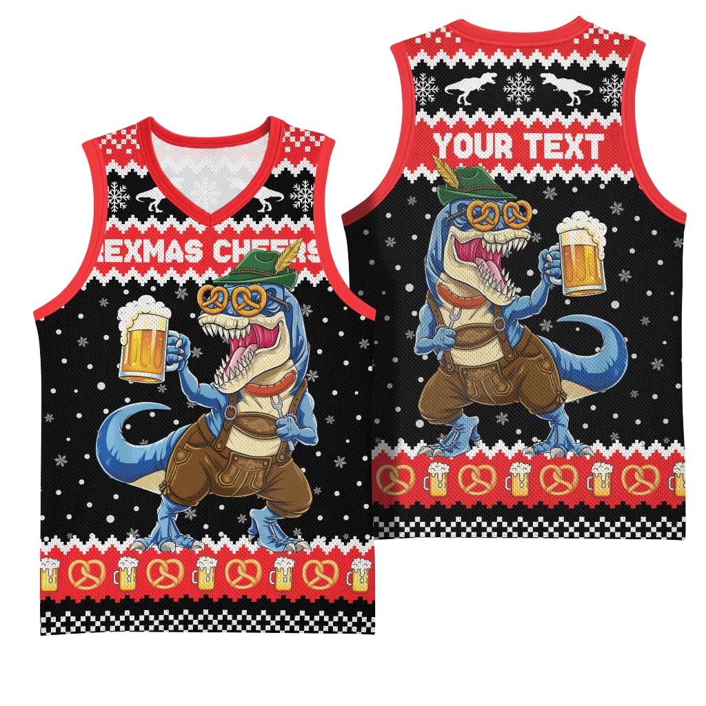 Personalized German T-Rex Christmas Basketball Jersey Funny Beer Dinosaur Xmas - Wonder Print Shop