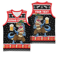 Personalized German T-Rex Christmas Basketball Jersey Funny Beer Dinosaur Xmas - Wonder Print Shop
