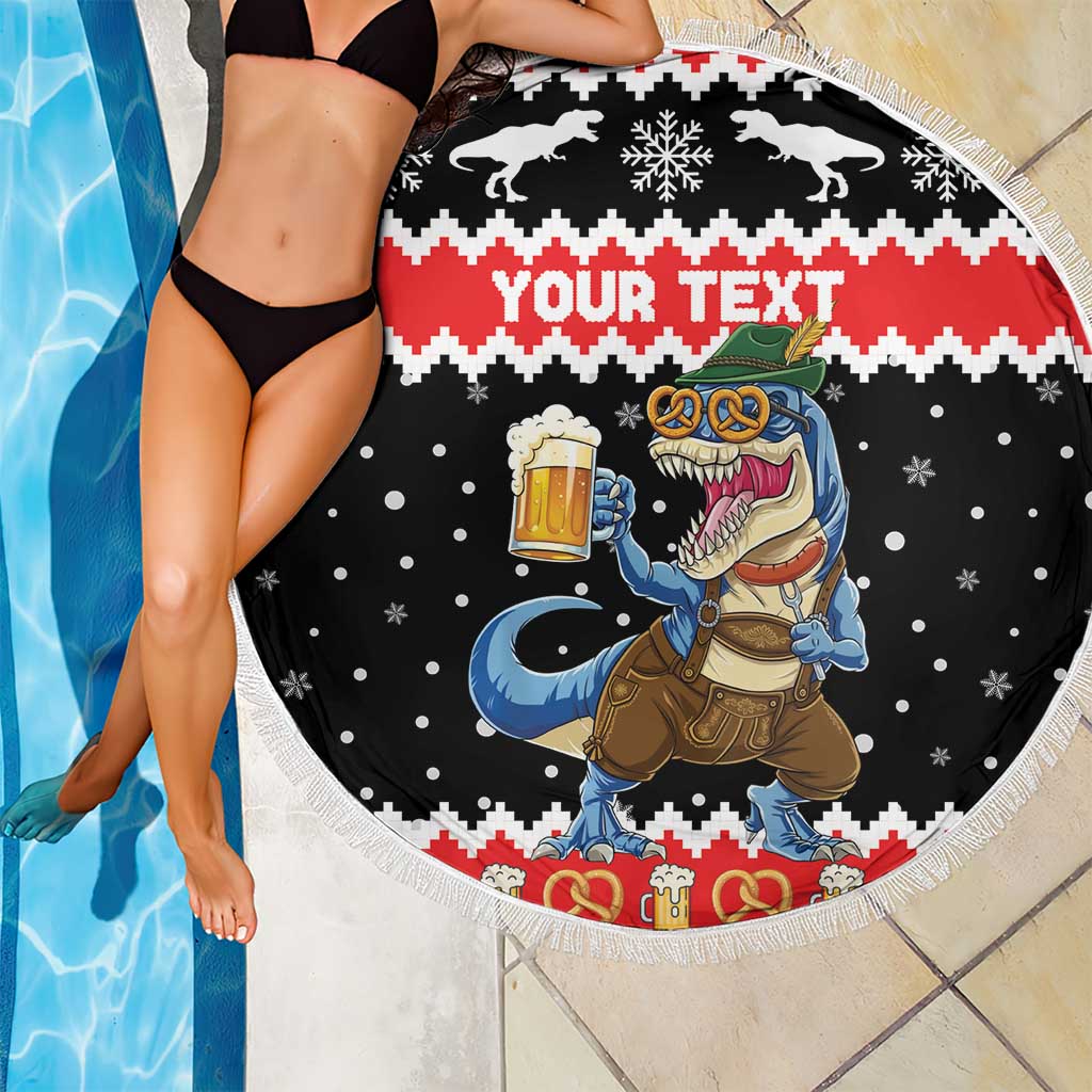 Personalized German T-Rex Christmas Beach Blanket Funny Beer Dinosaur Xmas - Wonder Print Shop