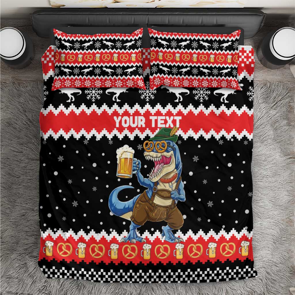 Personalized German T-Rex Christmas Bedding Set Funny Beer Dinosaur Xmas - Wonder Print Shop