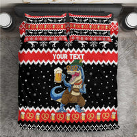 Personalized German T-Rex Christmas Bedding Set Funny Beer Dinosaur Xmas - Wonder Print Shop