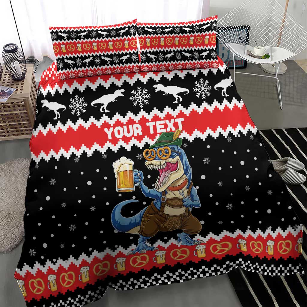 Personalized German T-Rex Christmas Bedding Set Funny Beer Dinosaur Xmas - Wonder Print Shop