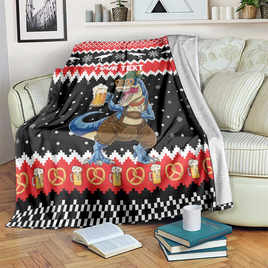 Personalized German T-Rex Christmas Blanket Funny Beer Dinosaur Xmas - Wonder Print Shop
