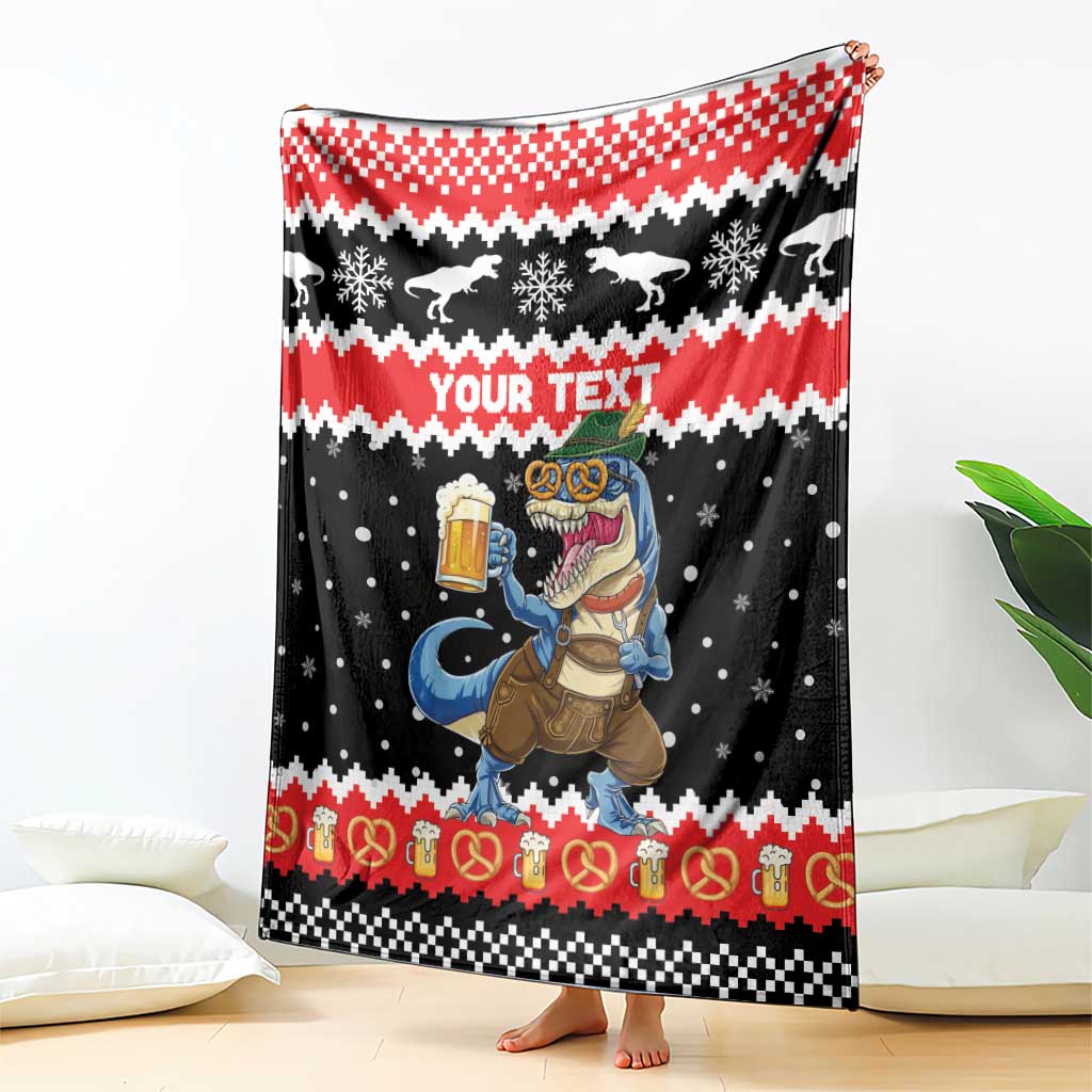 Personalized German T-Rex Christmas Blanket Funny Beer Dinosaur Xmas - Wonder Print Shop