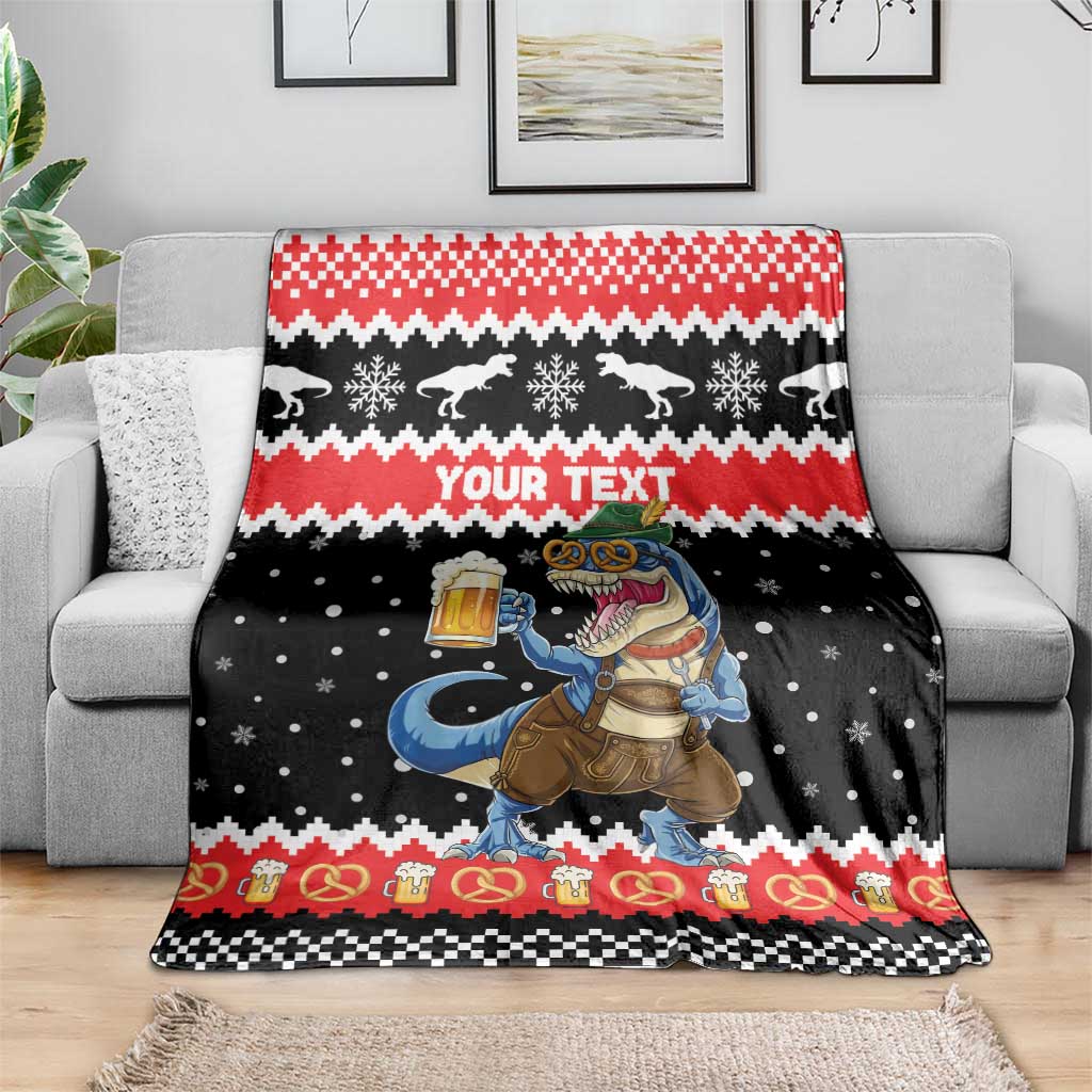 Personalized German T-Rex Christmas Blanket Funny Beer Dinosaur Xmas - Wonder Print Shop