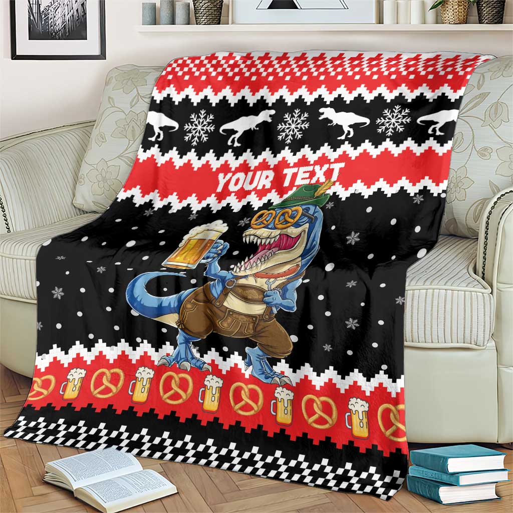 Personalized German T-Rex Christmas Blanket Funny Beer Dinosaur Xmas - Wonder Print Shop