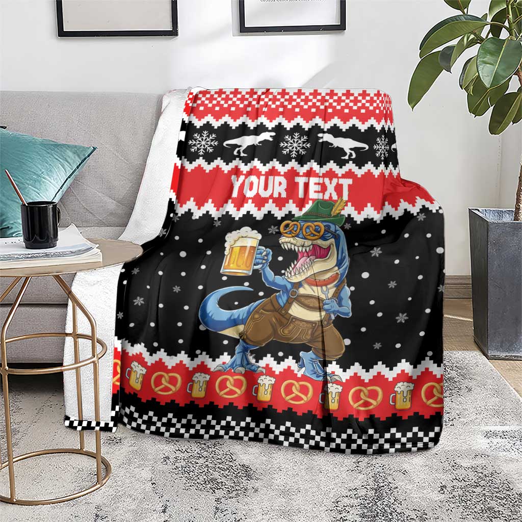 Personalized German T-Rex Christmas Blanket Funny Beer Dinosaur Xmas - Wonder Print Shop