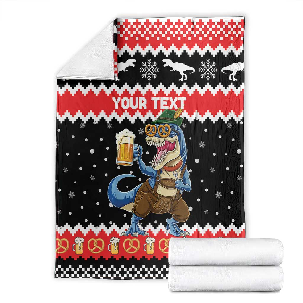 Personalized German T-Rex Christmas Blanket Funny Beer Dinosaur Xmas - Wonder Print Shop