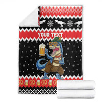 Personalized German T-Rex Christmas Blanket Funny Beer Dinosaur Xmas - Wonder Print Shop