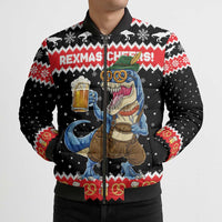 Personalized German T-Rex Christmas Bomber Puffer Jacket Funny Beer Dinosaur Xmas - Wonder Print Shop