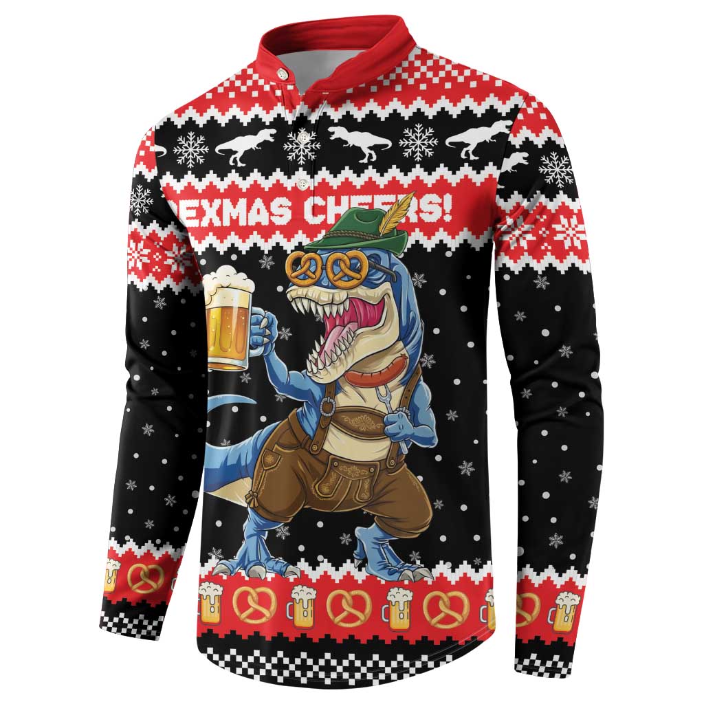 Personalized German T-Rex Christmas Button Sweatshirt Funny Beer Dinosaur Xmas - Wonder Print Shop