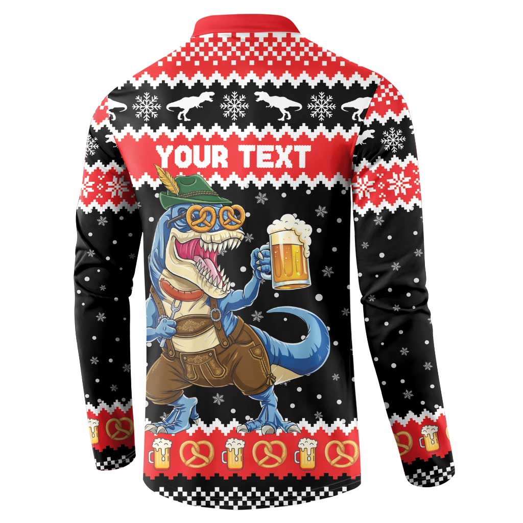 Personalized German T-Rex Christmas Button Sweatshirt Funny Beer Dinosaur Xmas - Wonder Print Shop
