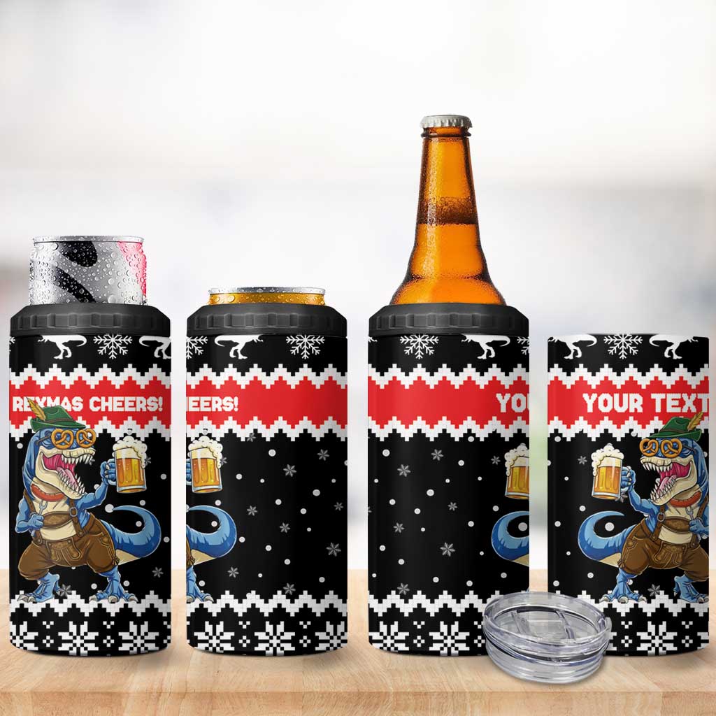 Personalized German T-Rex Christmas 4 in 1 Can Cooler Tumbler Funny Beer Dinosaur Xmas - Wonder Print Shop
