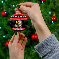 Personalized German T-Rex Christmas Ceramic Ornament Funny Beer Dinosaur Xmas - Wonder Print Shop