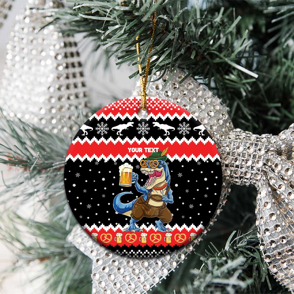 Personalized German T-Rex Christmas Ceramic Ornament Funny Beer Dinosaur Xmas - Wonder Print Shop