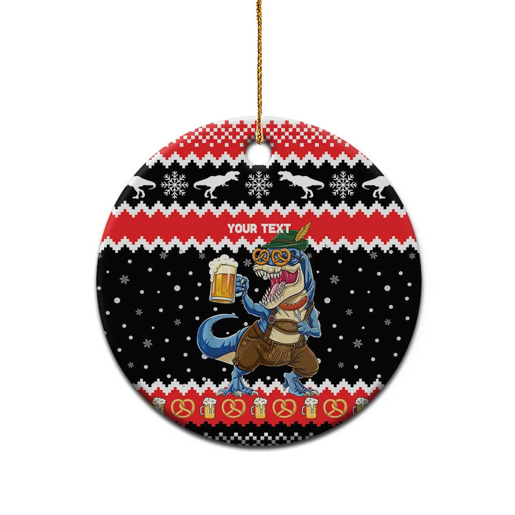 Personalized German T-Rex Christmas Ceramic Ornament Funny Beer Dinosaur Xmas - Wonder Print Shop