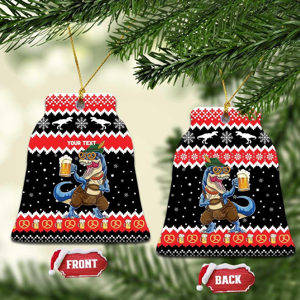 Personalized German T-Rex Christmas Ceramic Ornament Funny Beer Dinosaur Xmas - Wonder Print Shop