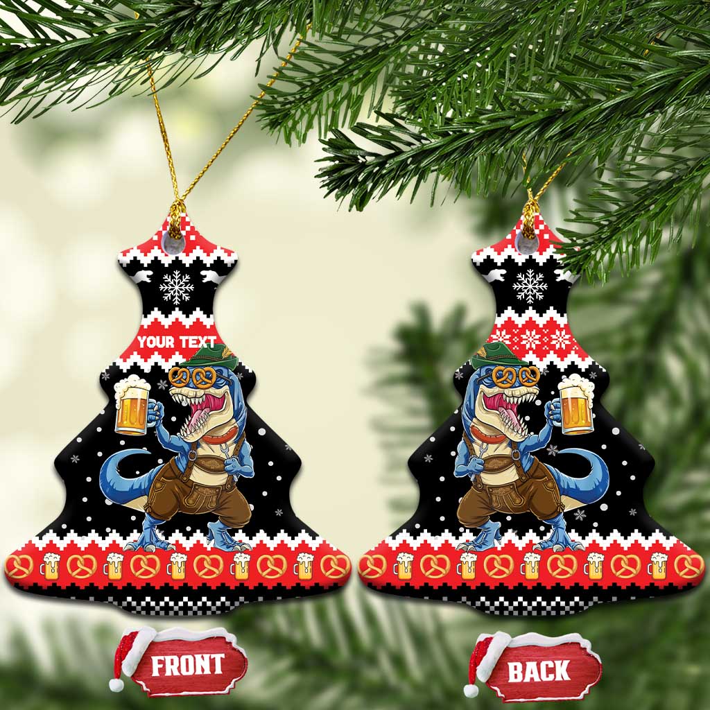 Personalized German T-Rex Christmas Ceramic Ornament Funny Beer Dinosaur Xmas - Wonder Print Shop