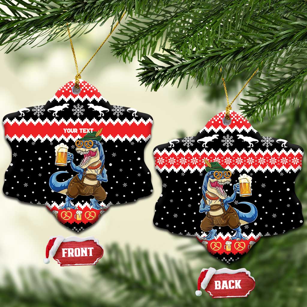 Personalized German T-Rex Christmas Ceramic Ornament Funny Beer Dinosaur Xmas - Wonder Print Shop