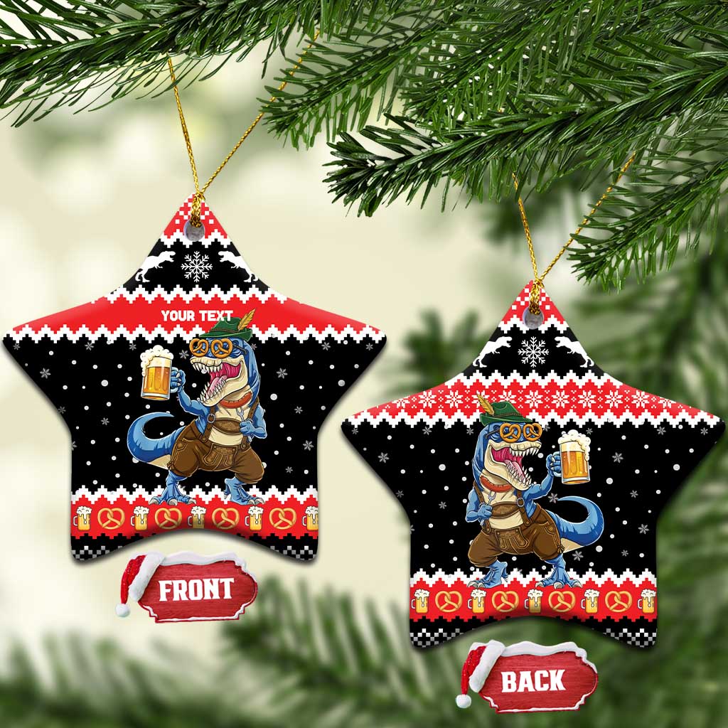 Personalized German T-Rex Christmas Ceramic Ornament Funny Beer Dinosaur Xmas - Wonder Print Shop