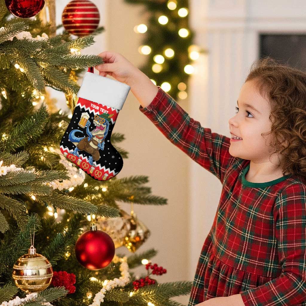 Personalized German T-Rex Christmas Stocking Funny Beer Dinosaur Xmas - Wonder Print Shop