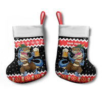 Personalized German T-Rex Christmas Stocking Funny Beer Dinosaur Xmas - Wonder Print Shop