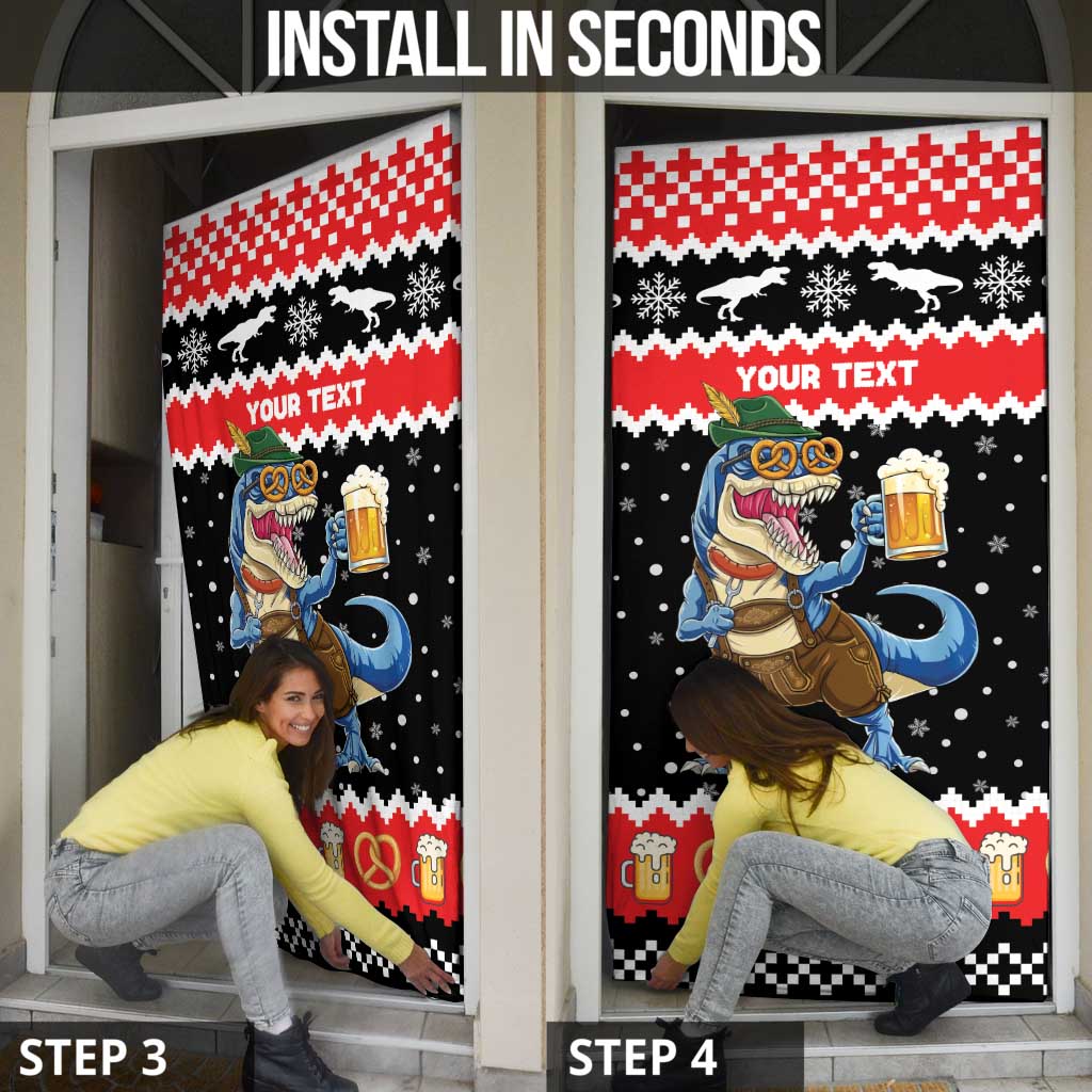 Personalized German T-Rex Christmas Door Cover Funny Beer Dinosaur Xmas - Wonder Print Shop