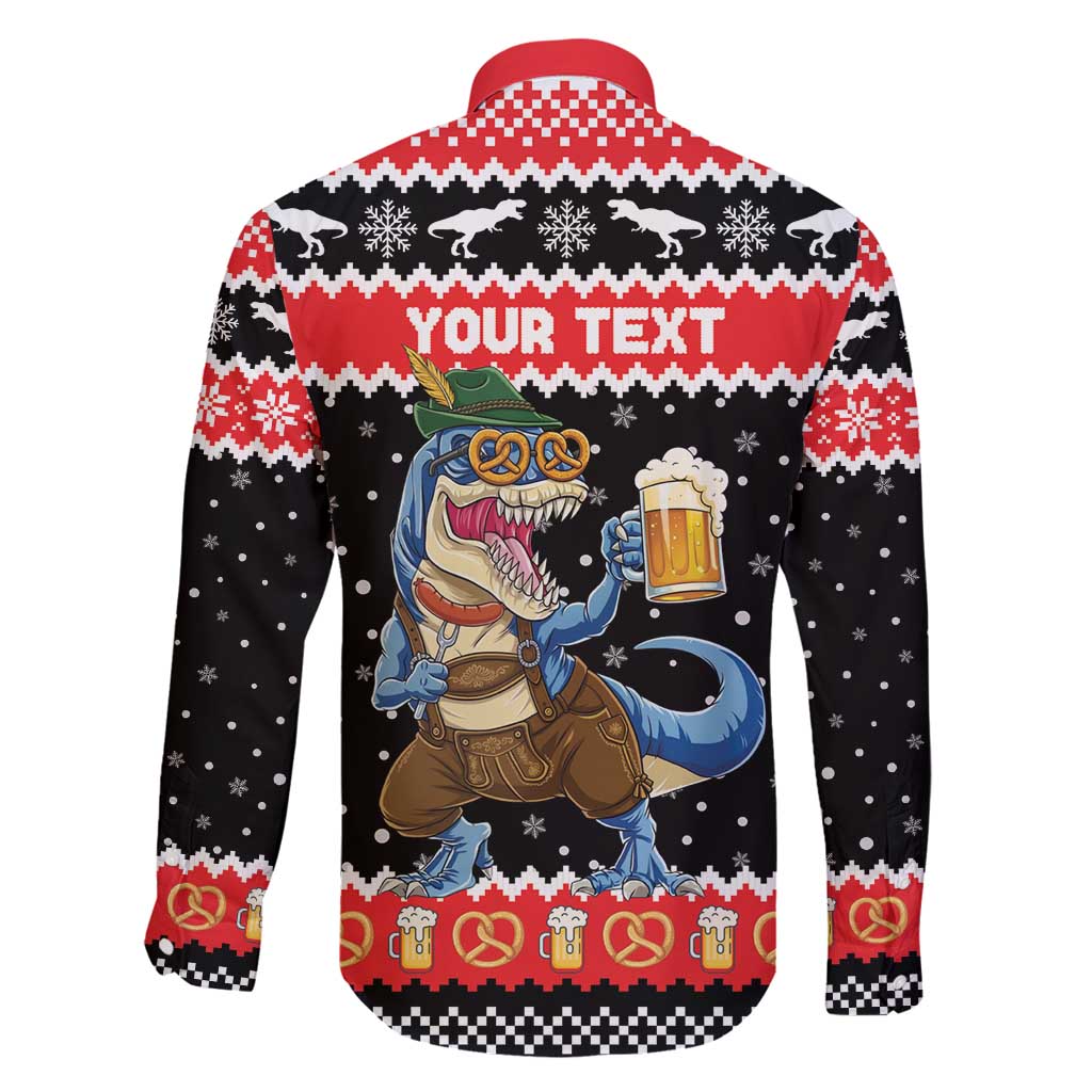 Personalized German T-Rex Christmas Family Matching Long Sleeve Bodycon Dress and Hawaiian Shirt Funny Beer Dinosaur Xmas - Wonder Print Shop