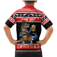 Personalized German T-Rex Christmas Family Matching Mermaid Dress and Hawaiian Shirt Funny Beer Dinosaur Xmas - Wonder Print Shop