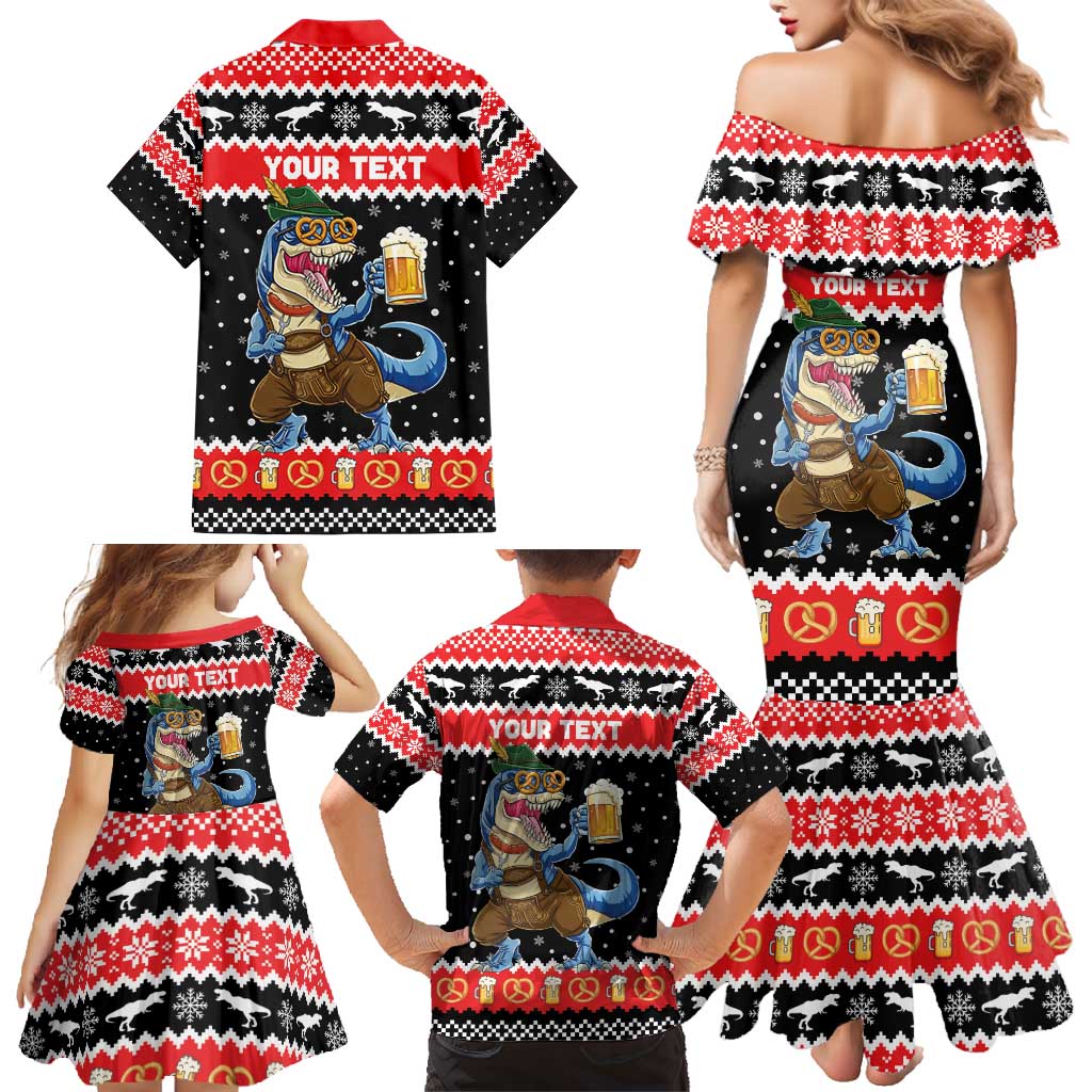 Personalized German T-Rex Christmas Family Matching Mermaid Dress and Hawaiian Shirt Funny Beer Dinosaur Xmas - Wonder Print Shop