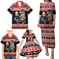 Personalized German T-Rex Christmas Family Matching Puletasi and Hawaiian Shirt Funny Beer Dinosaur Xmas - Wonder Print Shop