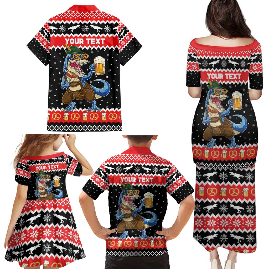 Personalized German T-Rex Christmas Family Matching Puletasi and Hawaiian Shirt Funny Beer Dinosaur Xmas - Wonder Print Shop