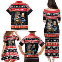 Personalized German T-Rex Christmas Family Matching Puletasi and Hawaiian Shirt Funny Beer Dinosaur Xmas - Wonder Print Shop