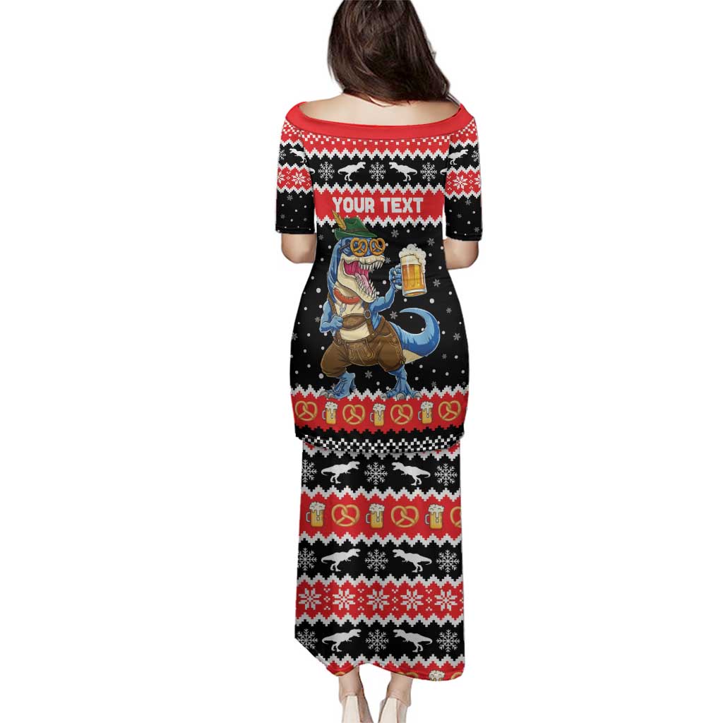 Personalized German T-Rex Christmas Family Matching Puletasi and Hawaiian Shirt Funny Beer Dinosaur Xmas - Wonder Print Shop