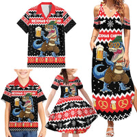 Personalized German T-Rex Christmas Family Matching Summer Maxi Dress and Hawaiian Shirt Funny Beer Dinosaur Xmas - Wonder Print Shop