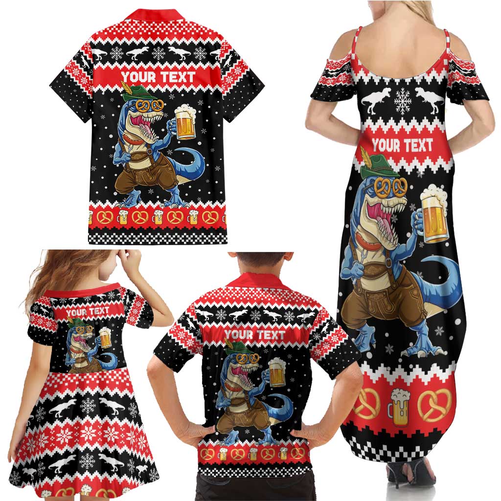 Personalized German T-Rex Christmas Family Matching Summer Maxi Dress and Hawaiian Shirt Funny Beer Dinosaur Xmas - Wonder Print Shop