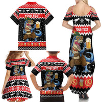 Personalized German T-Rex Christmas Family Matching Summer Maxi Dress and Hawaiian Shirt Funny Beer Dinosaur Xmas - Wonder Print Shop