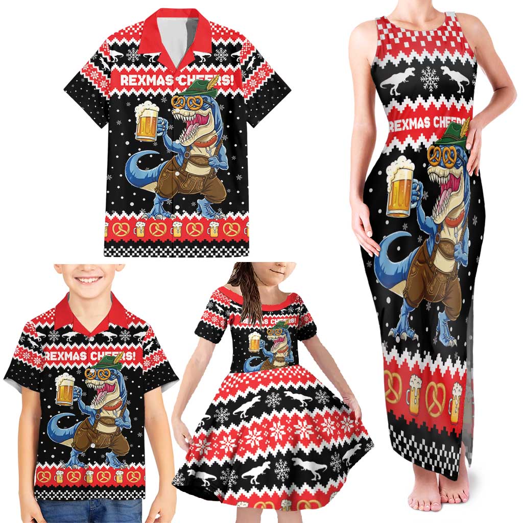 Personalized German T-Rex Christmas Family Matching Tank Maxi Dress and Hawaiian Shirt Funny Beer Dinosaur Xmas - Wonder Print Shop