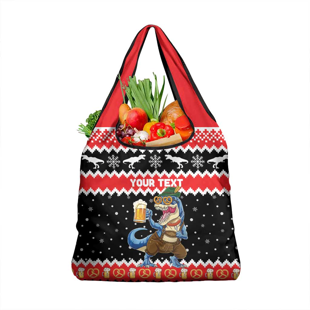 Personalized German T-Rex Christmas Grocery Bag Funny Beer Dinosaur Xmas - Wonder Print Shop