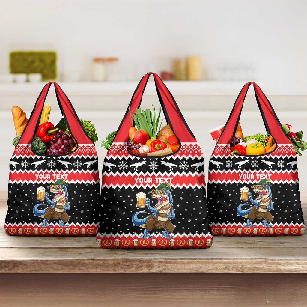 Personalized German T-Rex Christmas Grocery Bag Funny Beer Dinosaur Xmas - Wonder Print Shop