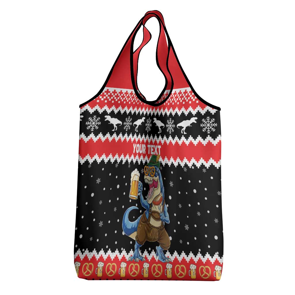 Personalized German T-Rex Christmas Grocery Bag Funny Beer Dinosaur Xmas - Wonder Print Shop
