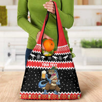 Personalized German T-Rex Christmas Grocery Bag Funny Beer Dinosaur Xmas - Wonder Print Shop