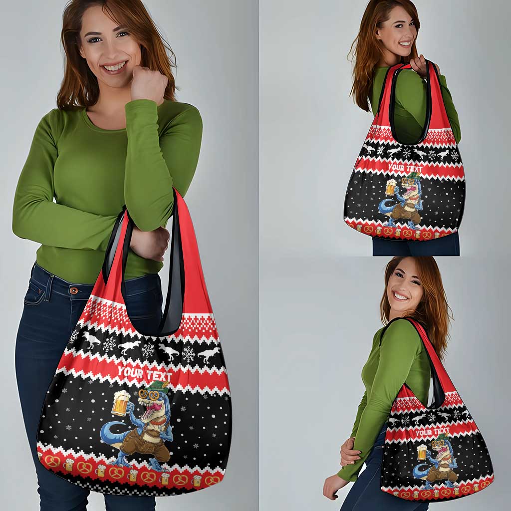Personalized German T-Rex Christmas Grocery Bag Funny Beer Dinosaur Xmas - Wonder Print Shop