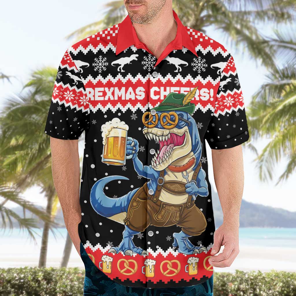 Personalized German T-Rex Christmas Hawaiian Shirt Funny Beer Dinosaur Xmas - Wonder Print Shop