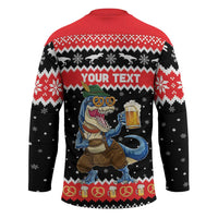 Personalized German T-Rex Christmas Hockey Jersey Funny Beer Dinosaur Xmas - Wonder Print Shop