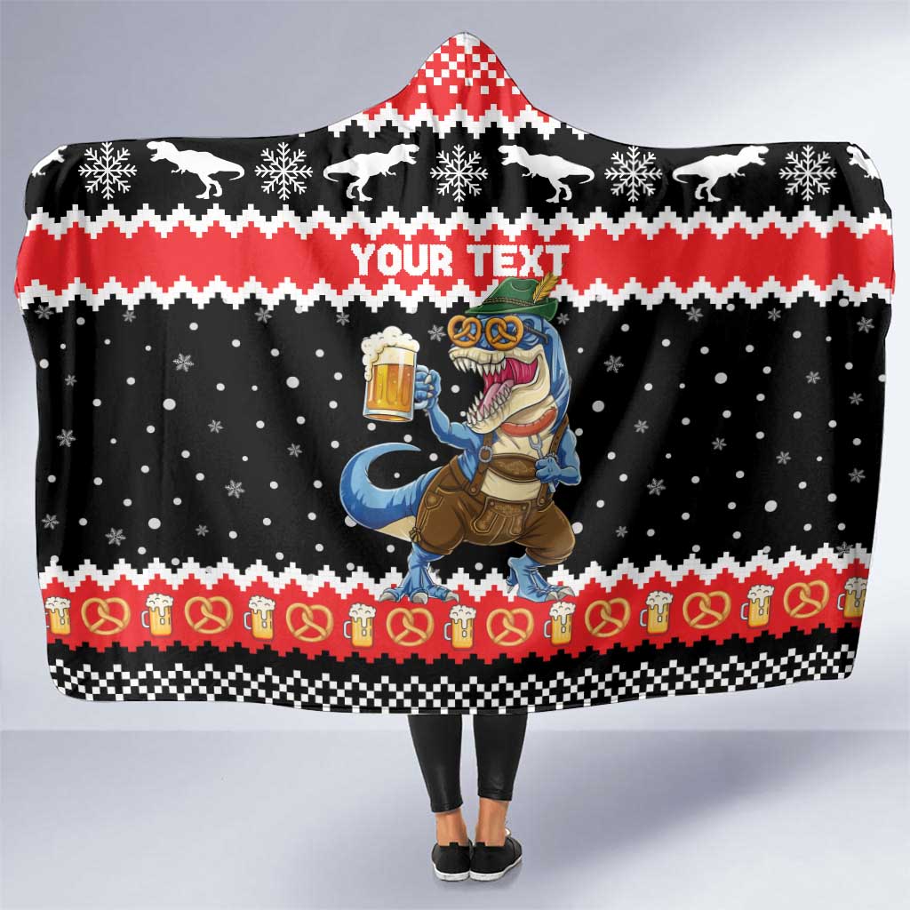 Personalized German T-Rex Christmas Hooded Blanket Funny Beer Dinosaur Xmas - Wonder Print Shop